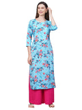 Anni Designer Women'S Crepe Straight Printed Kurta (Badri Blue_M-Blue_Mediuam),Black,M