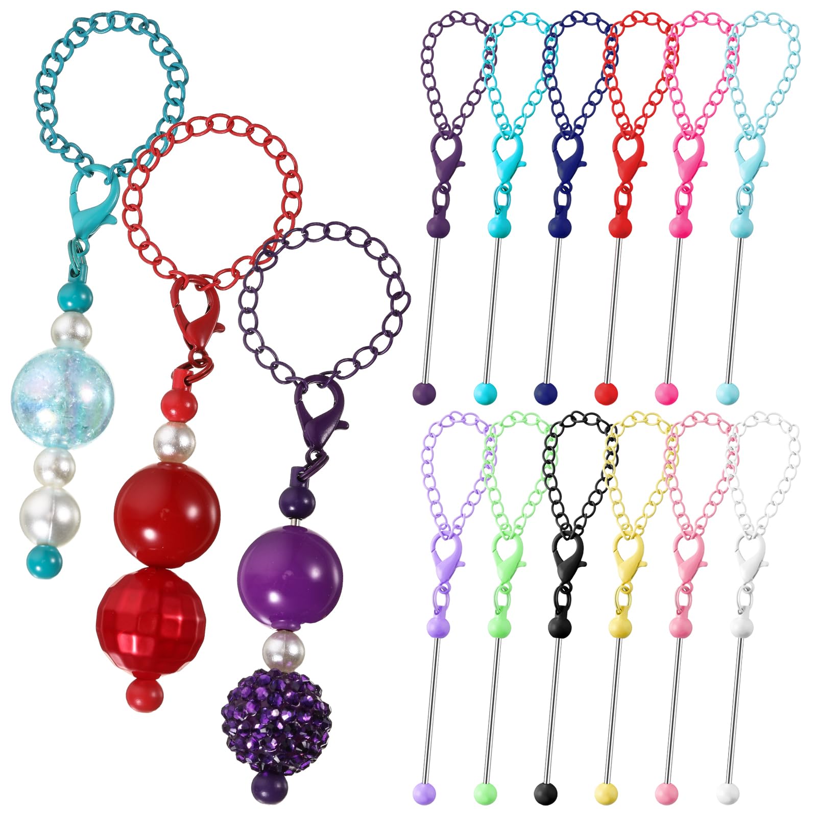 Landical 12 Pcs Beadable Charm Accessories Compatible with Stanley Beaded Charm for Tumblers with Handle Cup Chains Wire for 30 