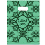 Joyhey 100 Count 13.7 x 17.7 Plastic Merchandise Bags, Shopping Retail Boutique Bags with Die Cut Handles - Green Thank You