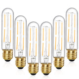 TIANSHQ 6 Pcs E26 T10 LED Tubular Light Bulbs, Daylight White Edison Bulb 4000K 4W Dimmable T10 Led Bulb for Pendant Lights, Lam
