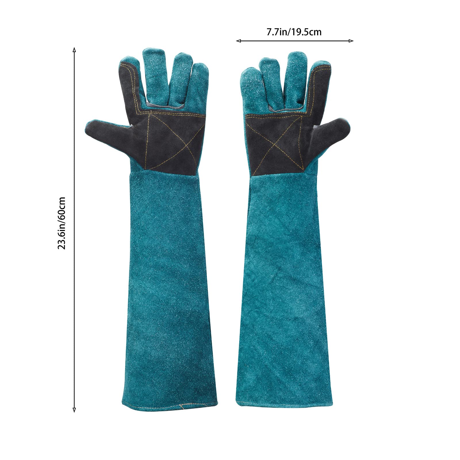 AOWPFVV Animal Handling Gloves Bite Proof Leather Dog Cat Scratch Bird Falcon Grabbing Reptile Squirrel Snake(Large,23.6in)