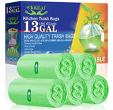 OKKEAI Large Garbage Bags 13 Gallon Tall Kitchen Green Trash Bags 49 Liter Bin Liners for Lawn Yard,Home,Office,60 Counts (Fits 