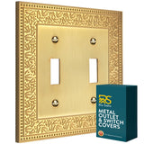 Rio Salto Double Light Switch Cover Plate Toggle Wall Plate Cover Brushed Brass Gold Metal Outlet Covers Light Switch Plate Doub