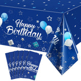 Tegeme Navy Blue Party Supplies Stars Happy Birthday Tablecloths Starry Confetti Table Covers for Kids Boys Girls Baby Shower Bi