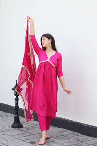 Gosriki Women'S Cotton Blend Straight Printed Kurta With Pant & Dupatta (Shrinika Pink-Gs_M_Pink_Medium),Pink,,B0D7J2WMXH