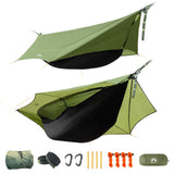 Night Cat Camping Hammock Tent: Lightweight Portable 4 in 1 Hammock with Rain Tarp and Mosquito Net for Hiking Jungle Outdoor Gr