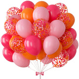 73Pcs Hot Pink and Orange Balloon Arch 12in Pink Confetti Balloons Hot Pink Pastel Pink Orange Balloons for Kids' Party Supplies