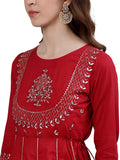Ishin Women'S Viscose Rayon Anarkali Embellished Kurta Xykpmmp-8051_L_Red