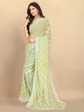 Rangita Women Leheria Striped Georgette Saree With Blouse Piece - Green