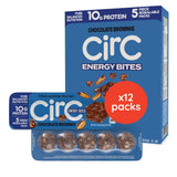 CirC Energy Bites - 12 Pack Chocolate Brownie Gluten Free Protein Balls - 10g Protein, Whole Grains, Nuts & Fruit - Portable Hea