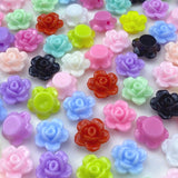 Tingoons 250 PCS Candy Color Rose Flower Beads Acrylic Flat Back Loose Spacer Beads Pastel Colorful Embellishments with Hole for
