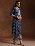 Libas Women'S Pure Cotton Kurta Set (366320R Blue Xl