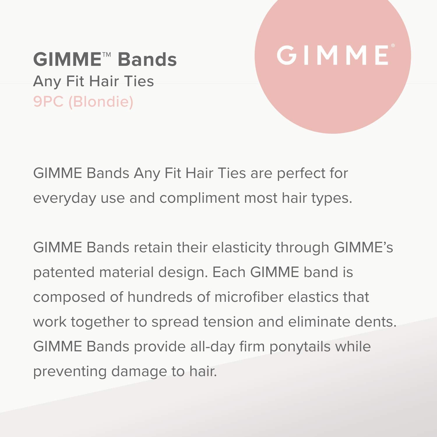 Gimme Beauty - Any Fit No Damage Hair Ties - Blondie - Seamless Microfiber Hair Elastic - Hair Accessories With All Day Hold - N