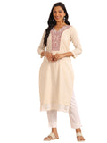 Libas Women'S Cotton Blend Printed Straight Kurtas (98250 Off White