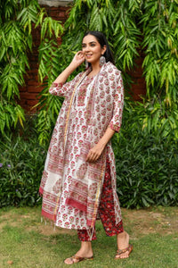 Gosriki Women'S Cotton Blend Straight Printed Kurta With Pant & Dupatta (White-Bone-Gs_Xl_White_X-Large),White,,B0BWFLTX65