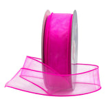 Royal Imports Organza Wired Sheer Ribbon 1.5 (#9) for Floral & Craft Decoration, 50 Yard Roll (150 FT Spool), Dark Hot Pink
