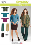 SIMPLICITY 1071 Miss & Plus Size Knit Sportswear Sewing Template, Size AA (XXSXSSM)