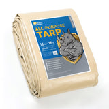 GUARD SHIELD Beige Tarp Heavy Duty Waterproof 16x16 Feet Outdoor Poly Tarps Cover Square Thick UV Resistant Canopy Tarpaulin wit
