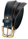 Monks & Knights MenS Midnight Blue Belt Italian Raw Crunch Leather Premium Handcrafted Formal Casual Belts For Men With Heavy B