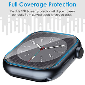 UniqueMe 8 Pack for Apple Watch Screen Protector 45mm, Apple Watch Series 9/8/7 Screen Protector [Upgrade Flexible Film] Anti-Sc