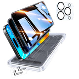 Popoluku Military-Grade Tempered Glass for iPhone 16 Pro Max Privacy Screen Protector 2 Pack + Camera Lens Protector 1 Pack [100