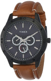 Timex Analog Watch For Man With Blue Round Dial & Tan Leather Strap Band Water Resistant Men'S Wrist Watches - Tw000U913