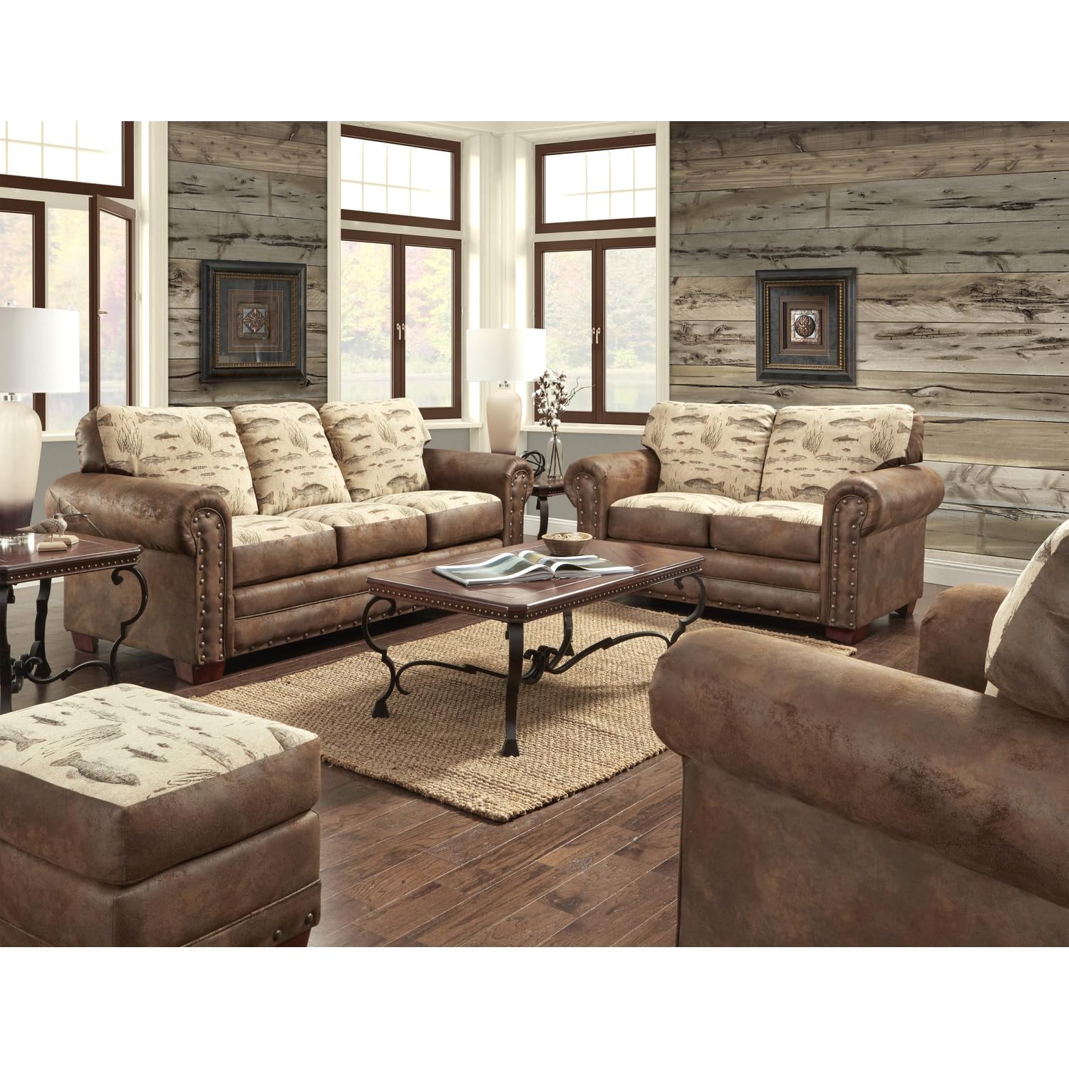 American Furniture Classics Model Angler'S Cove 4-Piece Sleeper Upholstery Set, Brown