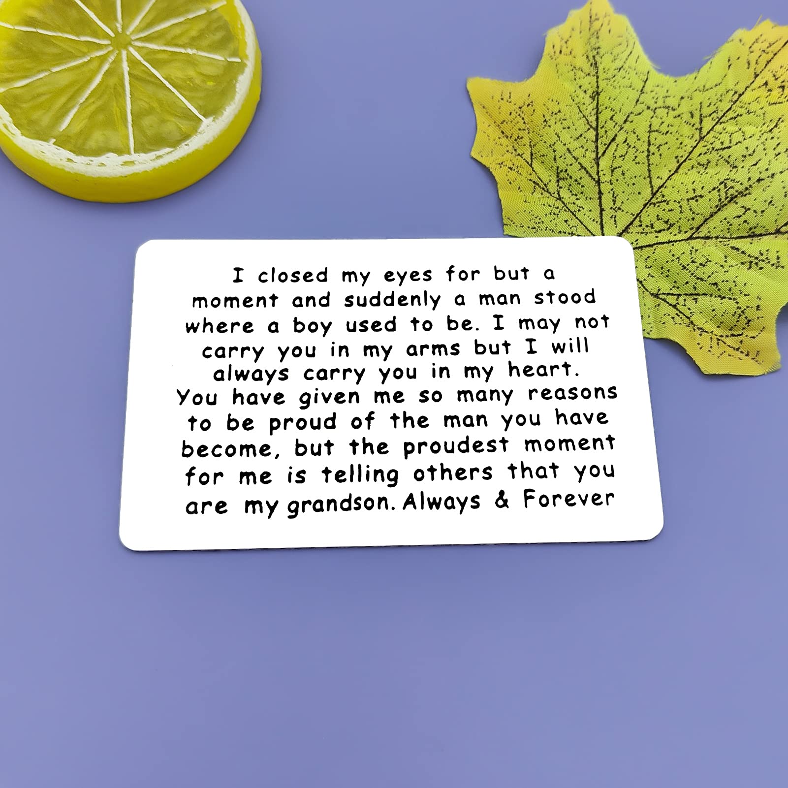 Jielahua Grandson Gifts from Grandma Grandpa Inspirational Gift for Grandson Engraved Wallet Insert Card Motivational Gifts Grad