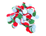 Playfully Ever After Green, Light Blue, Red & White Craft Felt Circles (1 Inch 200pc)