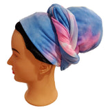 Ankara African Print Soft Headwraps Headband Long Hair Head Wrap Scarf Turban Tie Jersey Knit African Head Wraps(Tie Dye Style 1