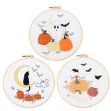 Chenflying 1/3 Sets Embroidery Starter Kit With Halloween Pattern, Cross Stitch Kit For Beginners Adults, Living Room Diy Decora