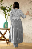 Gosriki Women'S Rayon Blend Anarkali Printed Kurta With Pant & Dupatta (Renu Grey-Gs_Xl_Grey_X-Large),Grey,,B0DC6L5W1Z