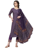 Gosriki Women'S Rayon Floral Printed Straight Kurta With Pants & Dupatta (Shank-Purple-Nw-Gs_Xl_Purple_X-Large),Purple,,B0CR3WM7ZY