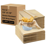 Karat [5,000 ct ] 12 x 12 Deli Paper Sheets | Kraft Grease-Resistant Wrapping Paper | Great for Burgers, Fries, Food Baskets, Co