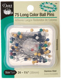 Dritz 31 Color Ball Pins, Long, 11/2Inch (75Count), package may vary