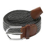 Mutaqinoti MenS Black And Grey Stretchable Braided Belts For Men And Women Woven Belt With Leather Ends (2630 Inch Waist) (Be