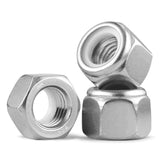 BNUOK 100Pcs #10-32 Lock Nuts, Nylon Insert Locknuts 304 Stainless Steel 18-8 SS Self-Locking Nuts, Fine Thread Hex Nylock Nut