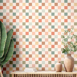Drydiet Retro Checkered Peel and Stick Wallpaper Gingham Plaid Funky Checkered Contact Paper Waterproof Vintage Wallpaper Checke