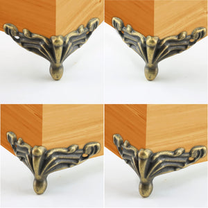 Hitefu 24PCS Antique Brass Alloy Jewelry Box Legs, Wood Case Decorative Legs Hardware, Chest Box Legs Feet Corner Protector Deco