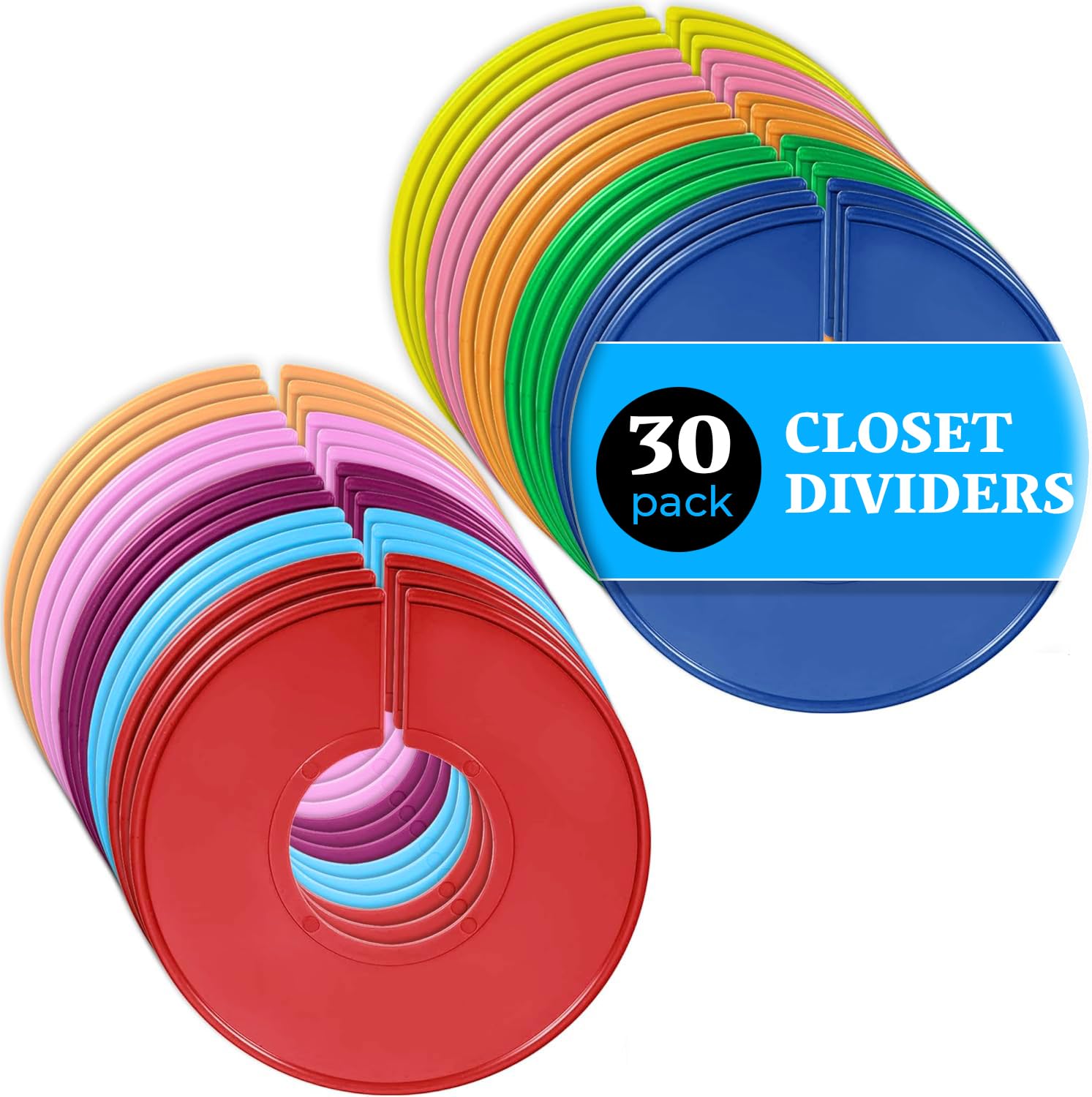 Closet Dividers For Hanging Clothes- Set Of 30 Closet Divider Set | Color Clothing Rack Dividers, Clothes Dividers For Closets, 