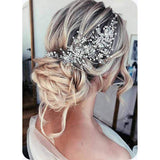 Catery Flower Bride Wedding Headband Crystal Pearl Hair Vine Braid Headpiece Bridal Hair Accessories for Women (Rose Gold)