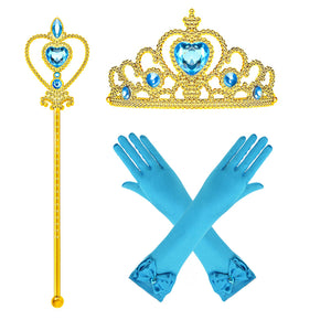 Princess Jasmine Costume Dress Up Clothes Fancy Sequined Arabian Outfit Attire with Tiara Wand Gloves Accessories Set for Little