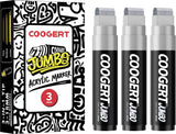Coogert 3Pcs Silver Jumbo Poster Markers, 15MM Thick Permanent Acrylic Graffiti Markers, Wide Tip Paint Marker for Canvas, Poste