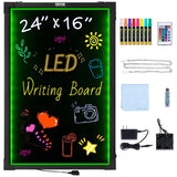 VEVOR LED Message Writing Board, 24x16 Illuminated Erasable Lighted Chalkboard, Neon Effect Menu Sign Board, Drawing Board with 