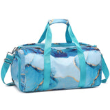 Gilded Cyan Gymnastics Duffle Bag with Shoe Compartment, Small Travel Weekender Sleepover Carry On Bag