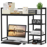 Snughome Desk Shelf, 38.6 Desk Hutch for Computer Monitor, Desktop Organizer Shelf, 4 Tier Desk Display Rack, Wood Desktop Books