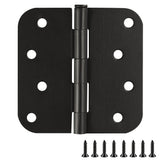 Door Hinges for Interior Doors 9-Pack 4-inch x 4-inch - Rounded 5/8-inch Radius Steel Door Hinge - Oil Rubbed Bronze - Fits Stan