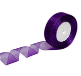 BEAUTOPE 1 Inch 50 Yards Sheer Organza Ribbon Chiffon Ribbon for Gift Wrapping Wedding Bouquet Crafts (Dark Purple)