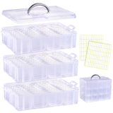 Bead Organizer Box, 84pcs Small Plastic Containers with Lids and Labels, 3-Tier Stackable Storage Box, Mini Clear Bead Storage B
