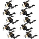 Gobrico 10 Pack Privacy Door Handles for Bed Bath, Keyless Matte Black Levers for Interior Door, Wave/Drop Style No Locking Door